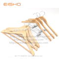 EISHO Wholesale Hotel Wood Hanger Bulk With Clips